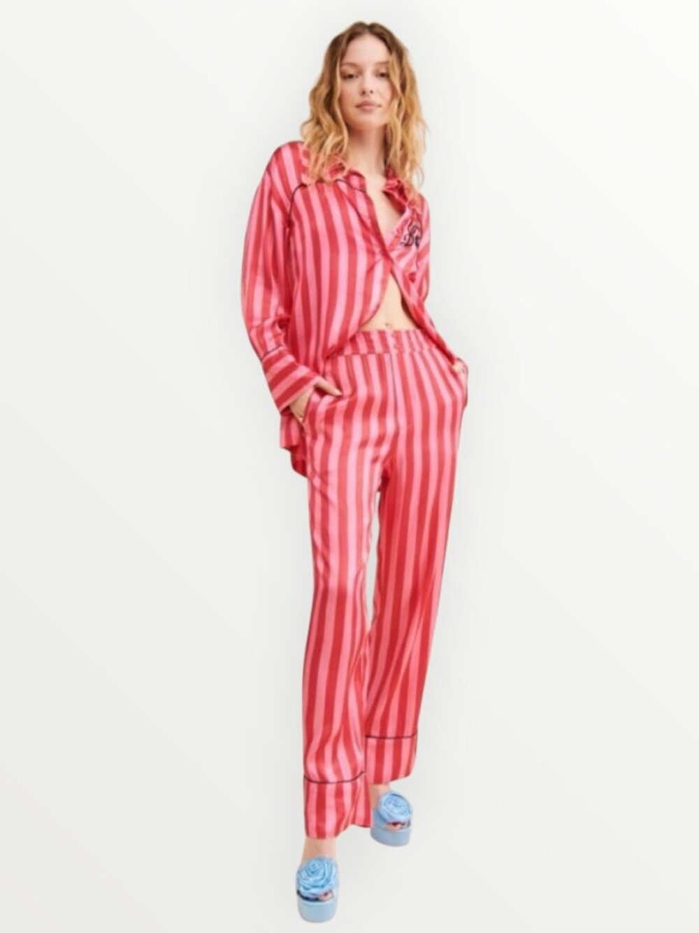 Free People Damson Madder Joni Striped Satin Pants